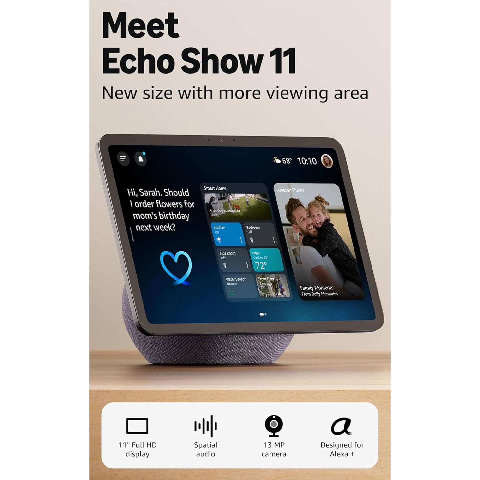 Amazon Echo Show 11 Smart Display with Spatial Audio in Graphite