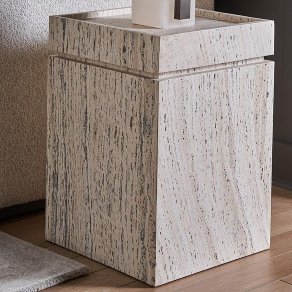Furniture Worldwide Daxton Accent Table in White Travertine, , large
