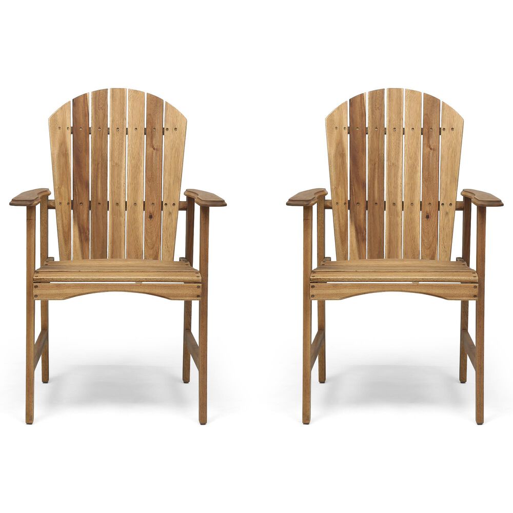 Hearth and Haven Outdoor Adirondack Dining Chair in Natural (Set of 2), , large