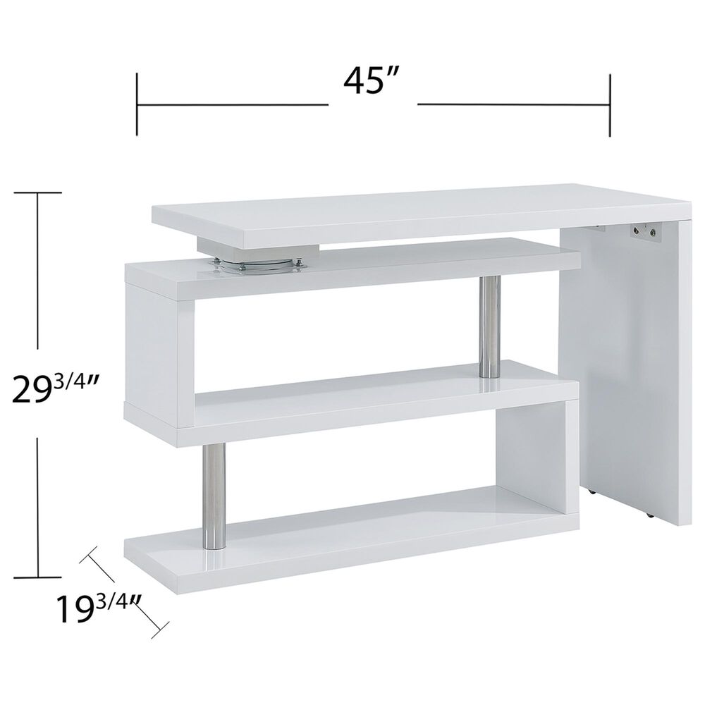 Southern Enterprises Yatesling Corner Desk in White/Chrome, , large