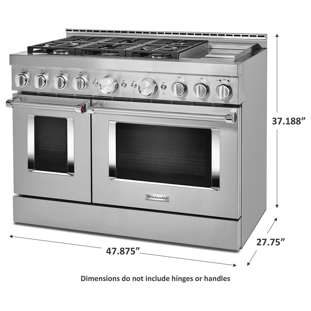 KitchenAid 6.3 Cu. Ft. Freestanding Gas Range with Griddle in Stainless Steel, , large