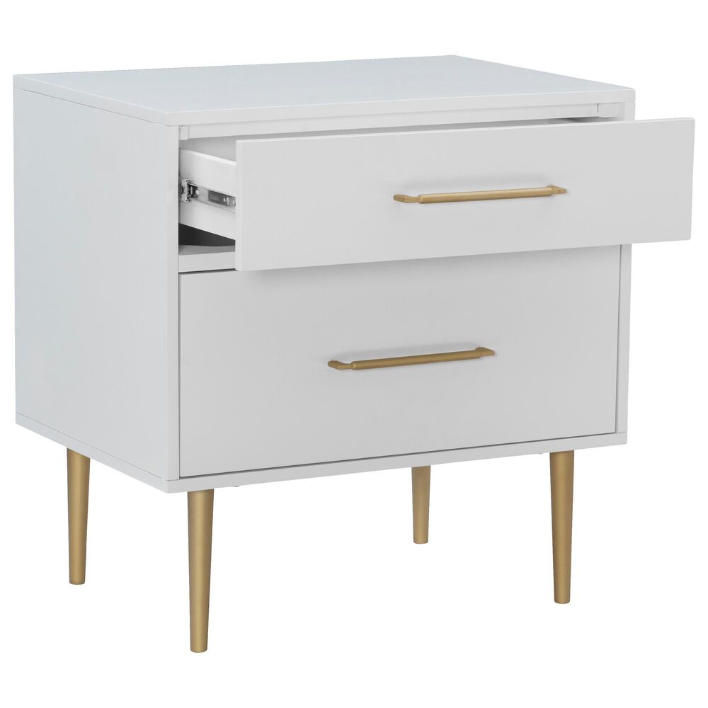 Linon Home Decor Gloria 2-Drawer Nightstand in White and Gold, , large
