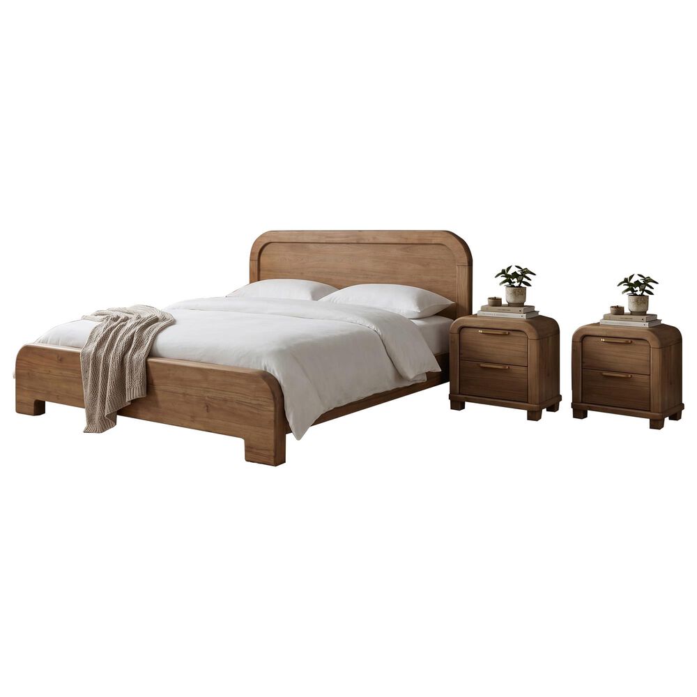 Urban Home Kione King Platform Bed with 2 Nightstands in Brown, , large