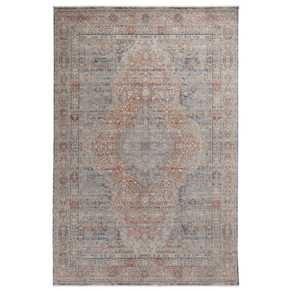 Feizy Marquette 3778F 5" x 7"2" Rust and Blue Area Rug, , large