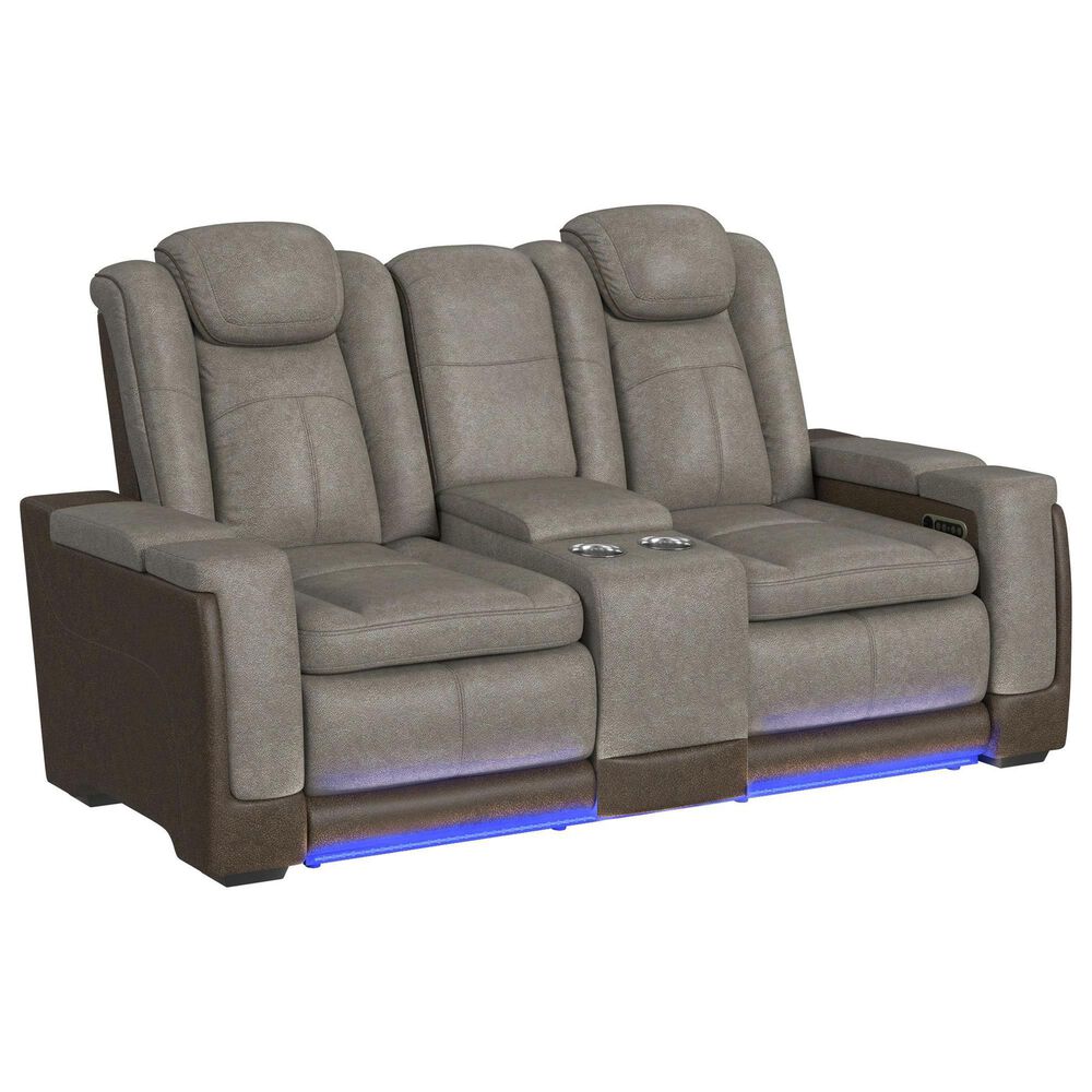 Mayberry Hill Lantana Power Motion Loveseat in Rocky Grey and Brown, , large