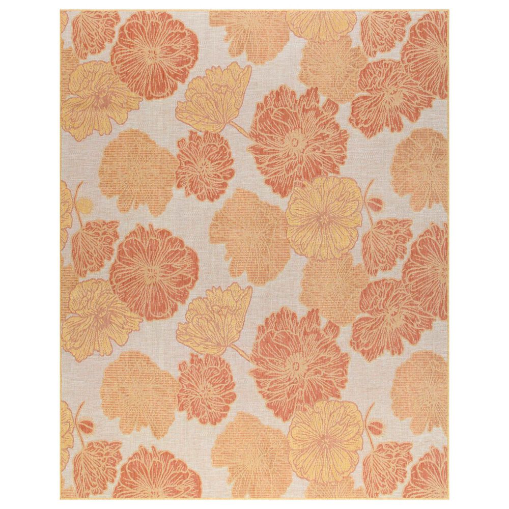 Nourison Garden Oasis Floral Coral 8" x 10" Indoor/Outdoor Area Rug, , large
