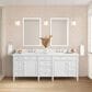 James Martin Brittany 84" Double Bathroom Vanity in Bright White with 3 cm White Zeus Top and Rectangular Sinks, , large