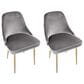 LumiSource Marcel Side Chair with Silver Velvet Cushion in Gold (Set of 2), , large