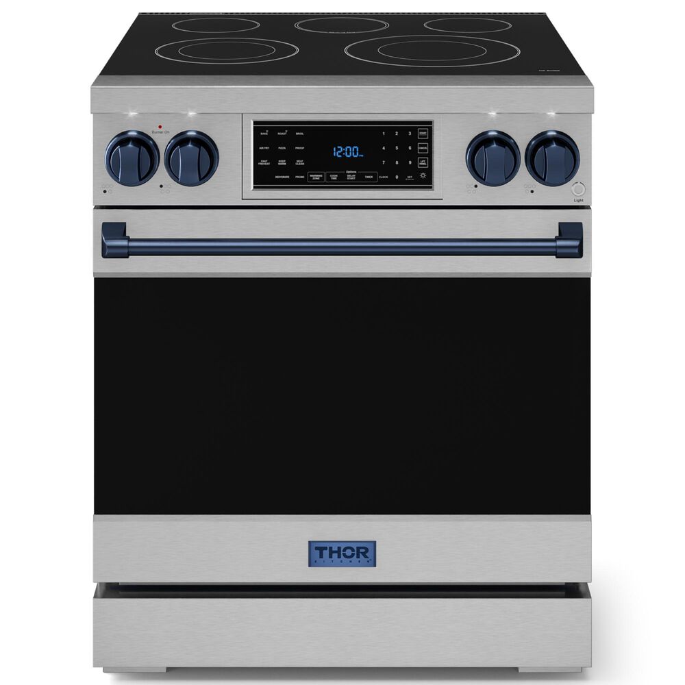 Thork Kitchen Gordon Ramsay 4.55 Cu. Ft. 30" Professional Electric Range with Navy Blue Handle Kit in Stainless Steel, , large