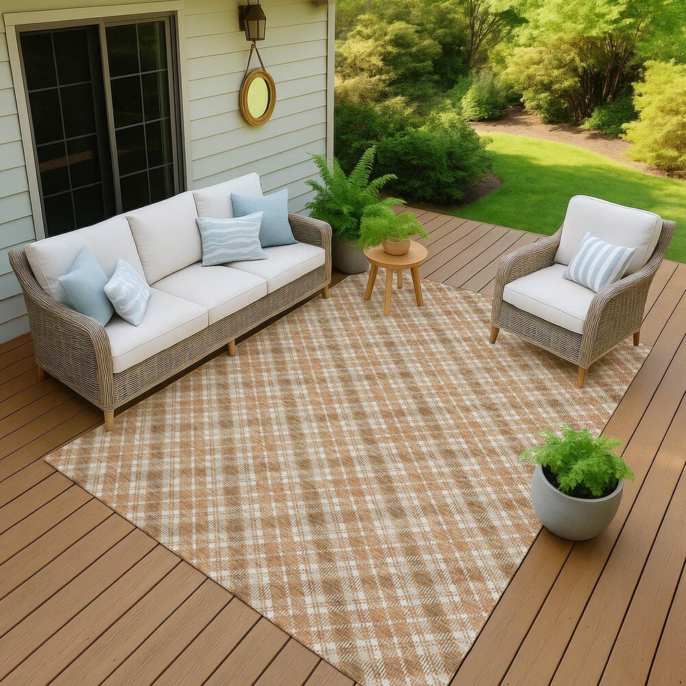 Dalyn Rug Company Soft Essentials Plaid Copper 5' x 7'6" Indoor/Outdoor Area Rug, , large