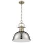 Golden Lighting Duncan 1-Light Pendant with Chain and Chrome Shade in Aged Brass, , large