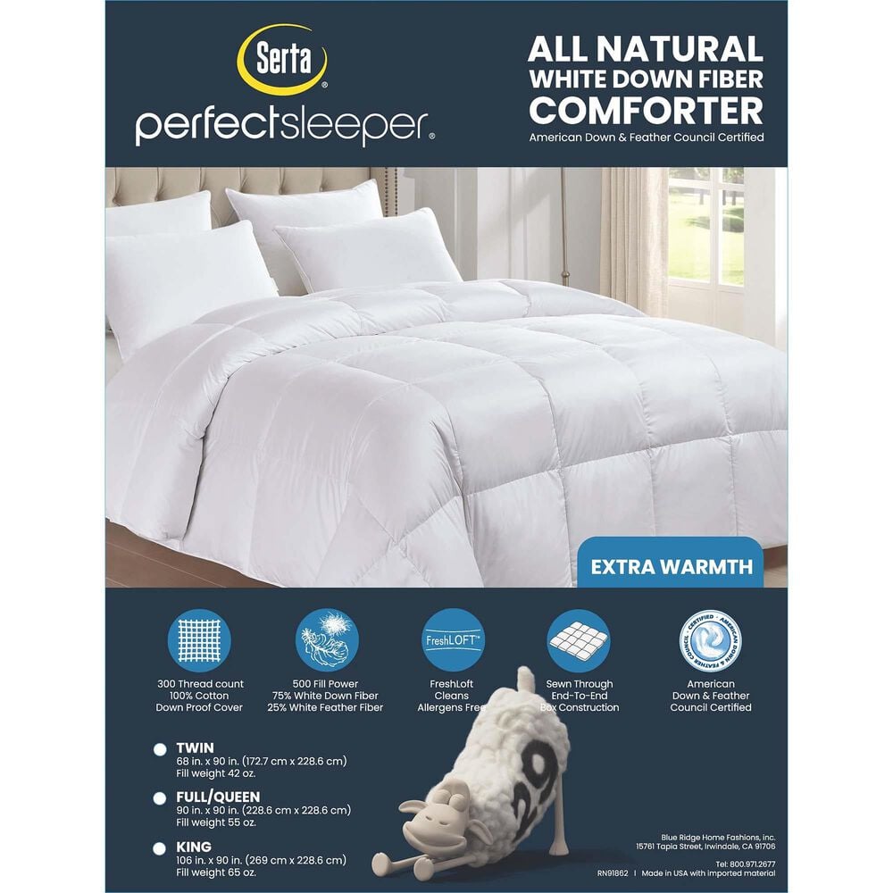 Blue Ridge Home Fashions Serta 300 Thread Count Full/Queen Extra Warmth Comforter in White, , large
