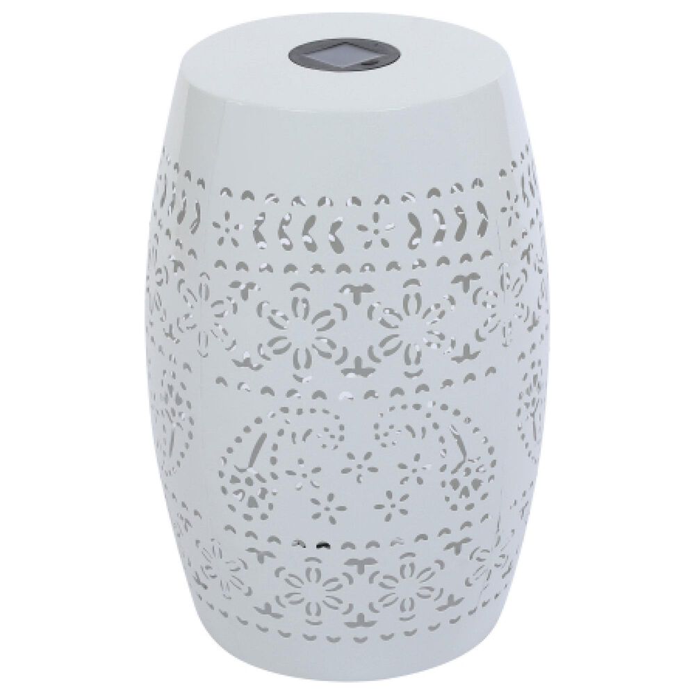 Hearth and Haven Outdoor Side Table with Built-In Solar Battery in White, , large