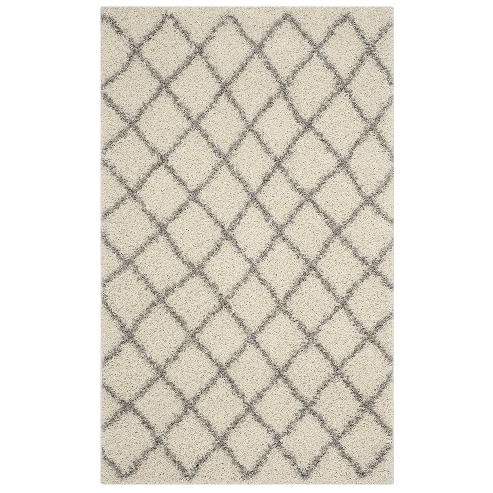 Safavieh Dallas Shag SGD258F-5 5&#39;1&quot; x 7&#39;6&quot; Ivory/Grey Area Rug, , large