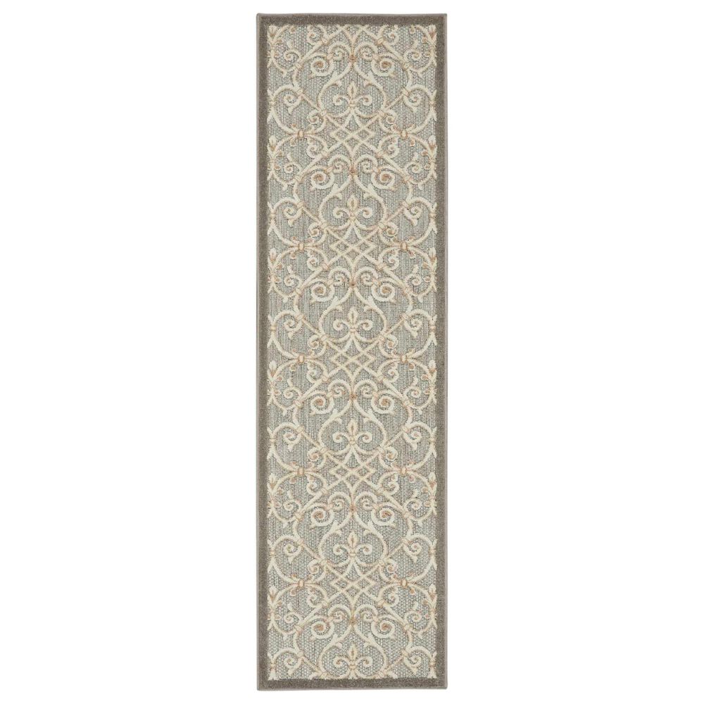 Nourison Aloha Damask 2"3" x 10" Natural Indoor/Outdoor Runner, , large