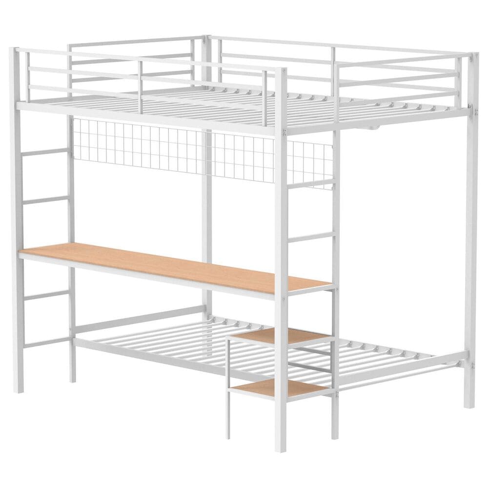 Pacific Landing Bettoni Full Over Twin Bunk Bed in Matte White, , large