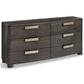 Bernhardt Geneve Queen Upholstered Wingback Bed with Dresser and Two Nightstands in Robor, , large
