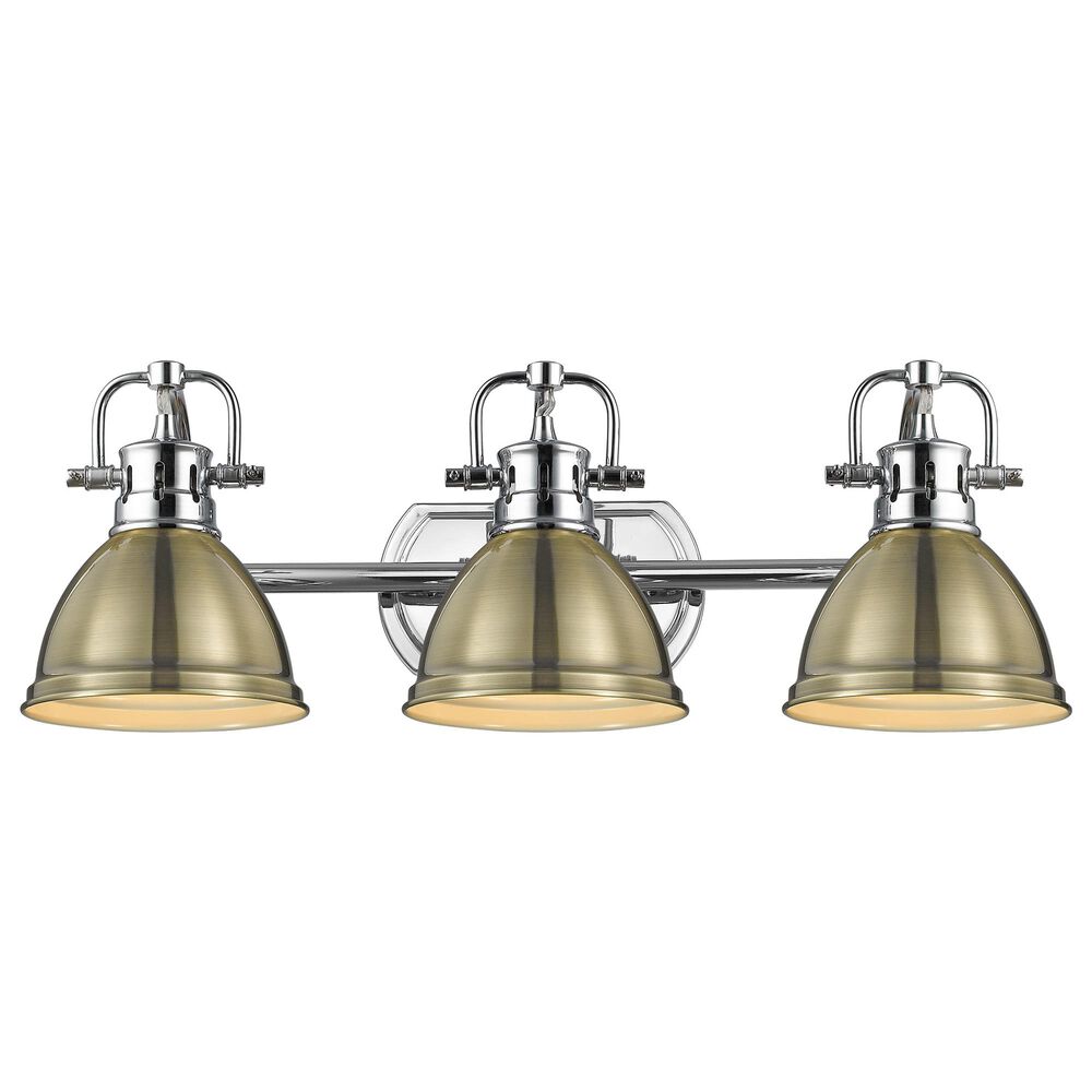 Golden Lighting Duncan 3-Light Bath Vanity in Chrome and Aged Brass, , large