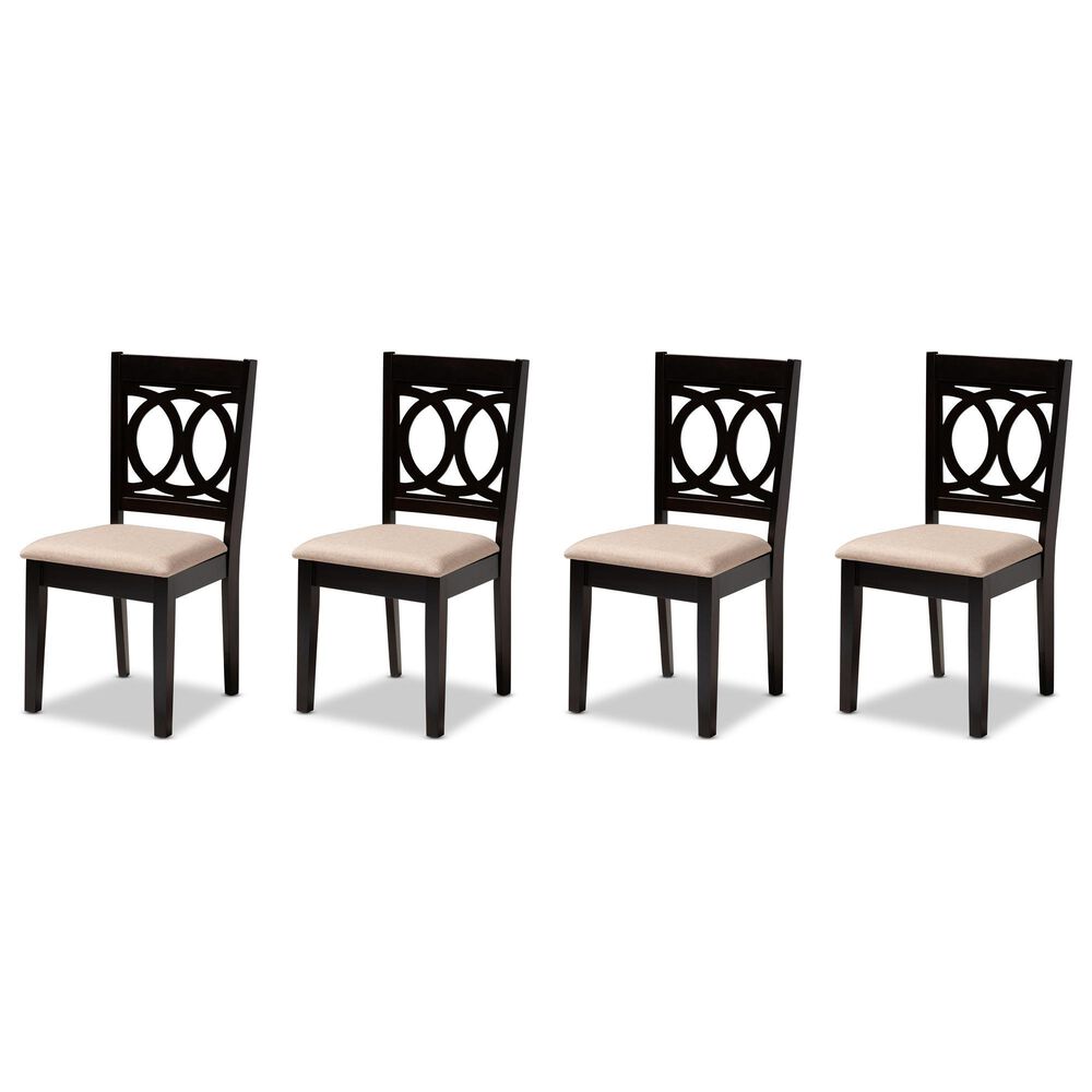 Baxton Studio Lenoir Side Chair with Sand Cushion in Espresso Brown (Set of 4), , large