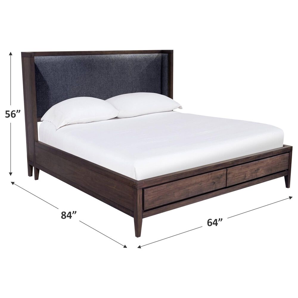 Urban Home Boracay Queen Upholstered Wingback Storage Bed in Wild Oats Brown, , large