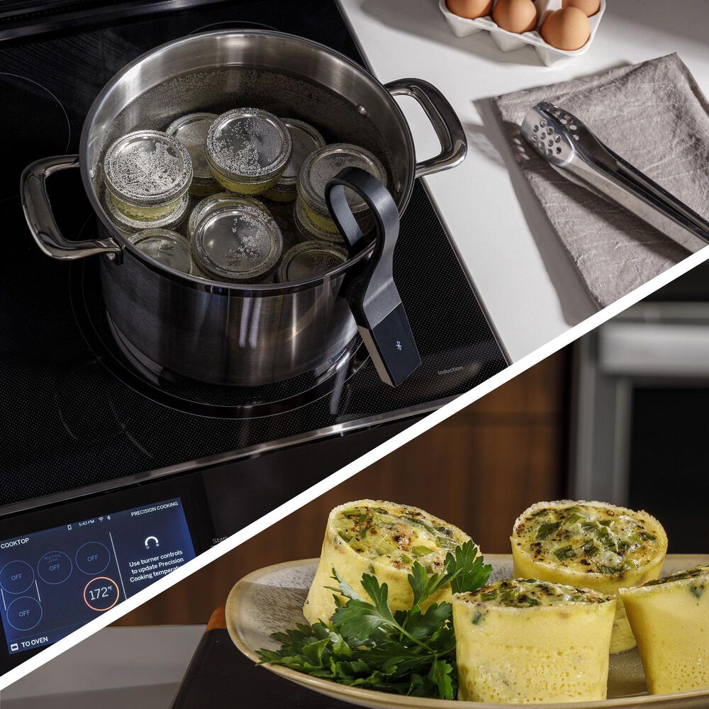 GE Profile 5.3 Cu. Ft. Smart Induction Electric Range and 2.1 Cu. Ft. Over-the-Range Sensor Microwave Oven in Fingerprint Resistant Stainless Steel, , large