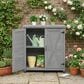 Hearth and Haven Outdoor Wooden Storage Cabinet with Metal Top and Adjustable Protective Footpad in Gray, , large