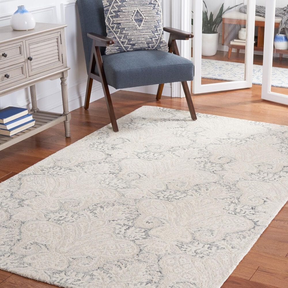 Safavieh Micro-Loop Damask 3&#39; x 5&#39; Charcoal and Ivory Area Rug, , large