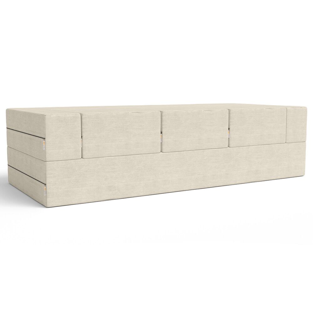 Jaxx Zipline 3-Piece Stationary Convertible Sleeper Sofa in Ivory Velvet, , large