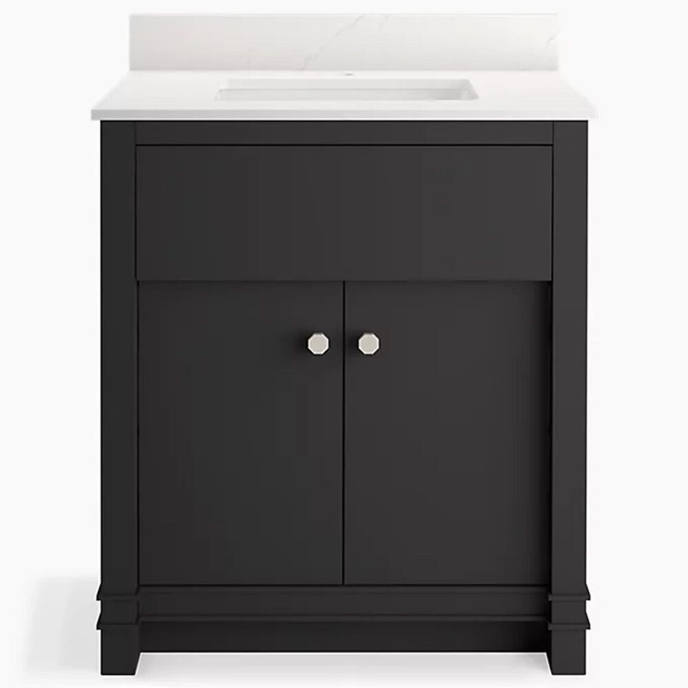Kohler Alouette 30" Single Bathroom Vanity in Ferrous Grey with 2 cm White Quartz Top and Rectangular Sink, , large