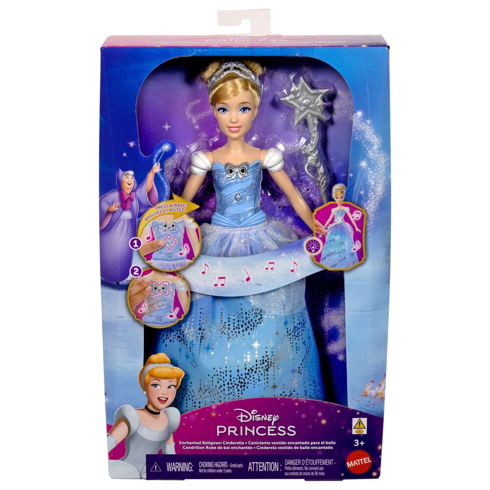 Disney Princess Cinderella Fashion Doll with Enchanted Ball Gown and Lights in Blue, , large