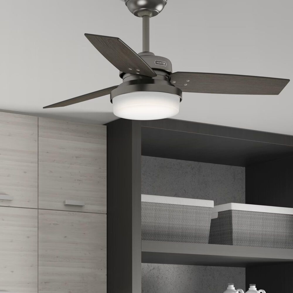 Hunter Sentinel 44&quot; Ceiling Fan with LED Lights in Brushed Slate, , large