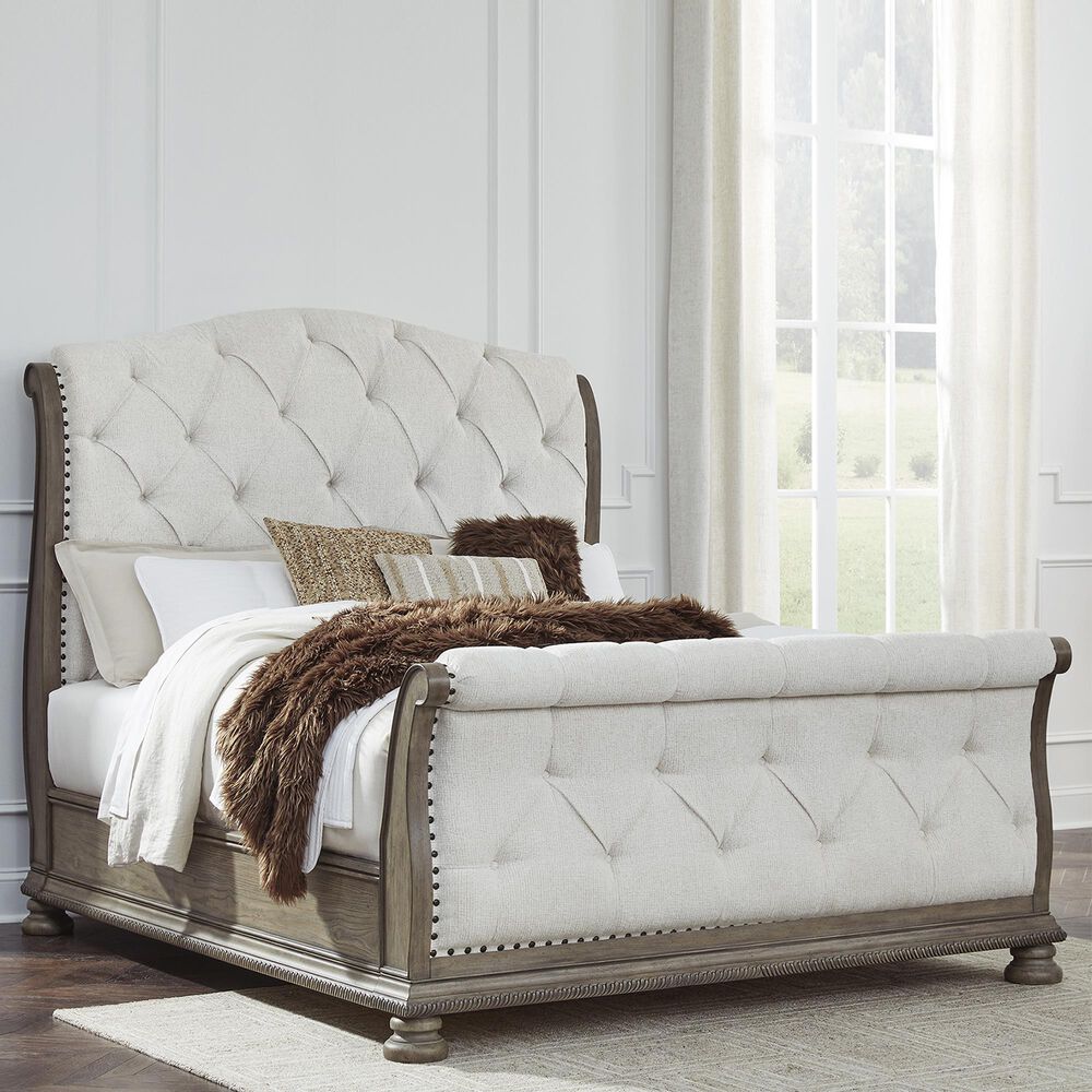 Ashley Ardenfield Queen Upholstered Sleigh Bed in Light Brown, , large