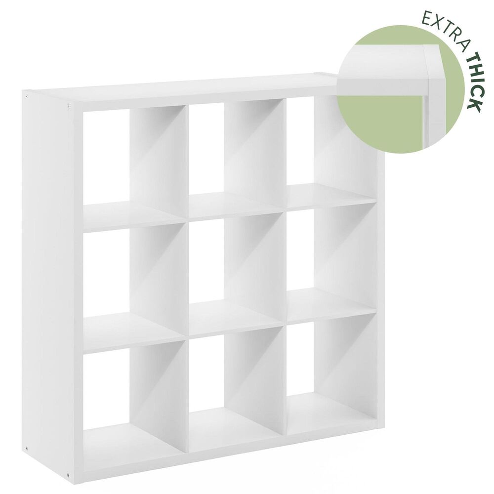 HOMLUX 9-Cube Reversible Open Back Bookshelf in White, , large