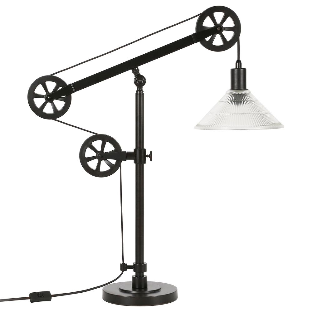 Hudson and Canal Descartes Table Lamp in Black with Clear Shade, , large