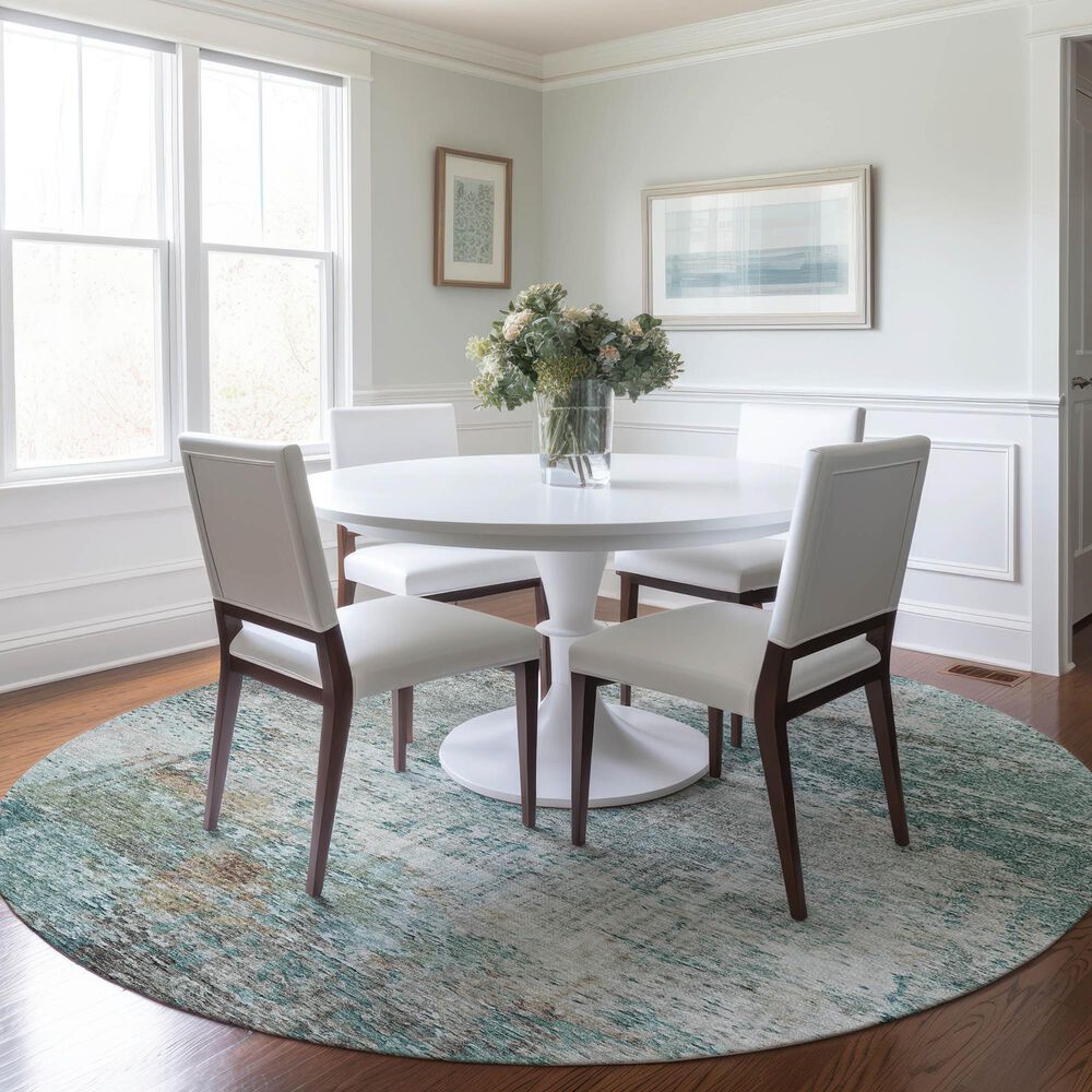 Dalyn Rug Company Solace SL5 8&#39; Round Teal Area Rug, , large