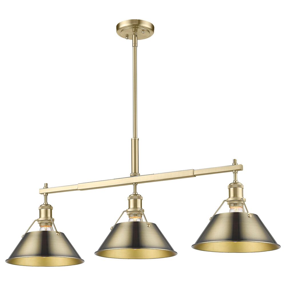 Golden Lighting Orwell 3-Light Linear Pendant with Aged Brass Shade in Brushed Champagne Bronze, , large