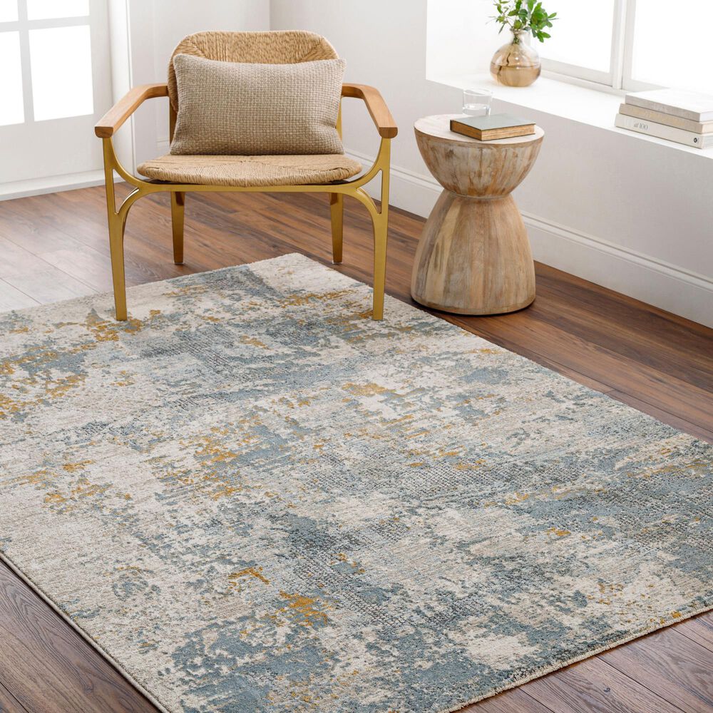 Surya Dresden Taupe, Off-White, Deep Teal, Dusty Sage, Ink Blue, Mustard and Light Gray 7'10" x 10'2" Area Rug, , large