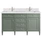 James Martin Vanities Brittany 60" Double Bathroom Vanity in Smokey Celadon with 3 cm White Zeus Quartz Top and Rectangular Sinks, , large
