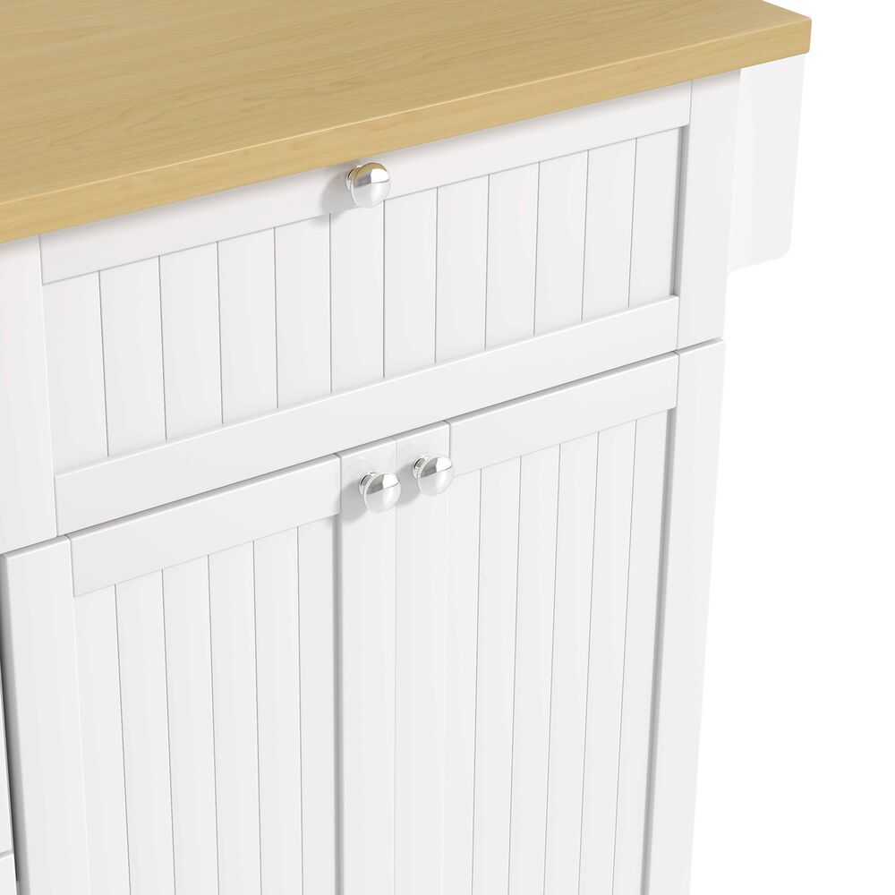 HOMLUX Farmhouse Kitchen Island with Drop Leaf and 2 Stools in White, Natural, Black and Rustic Brown, , large