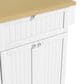 HOMLUX Farmhouse Kitchen Island with Drop Leaf and 2 Stools in White, Natural, Black and Rustic Brown, , large