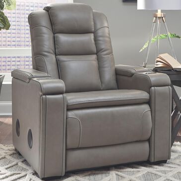 Signature Design by Ashley Boerna Power Recliner with Adjustable Headrest in Gray, , large