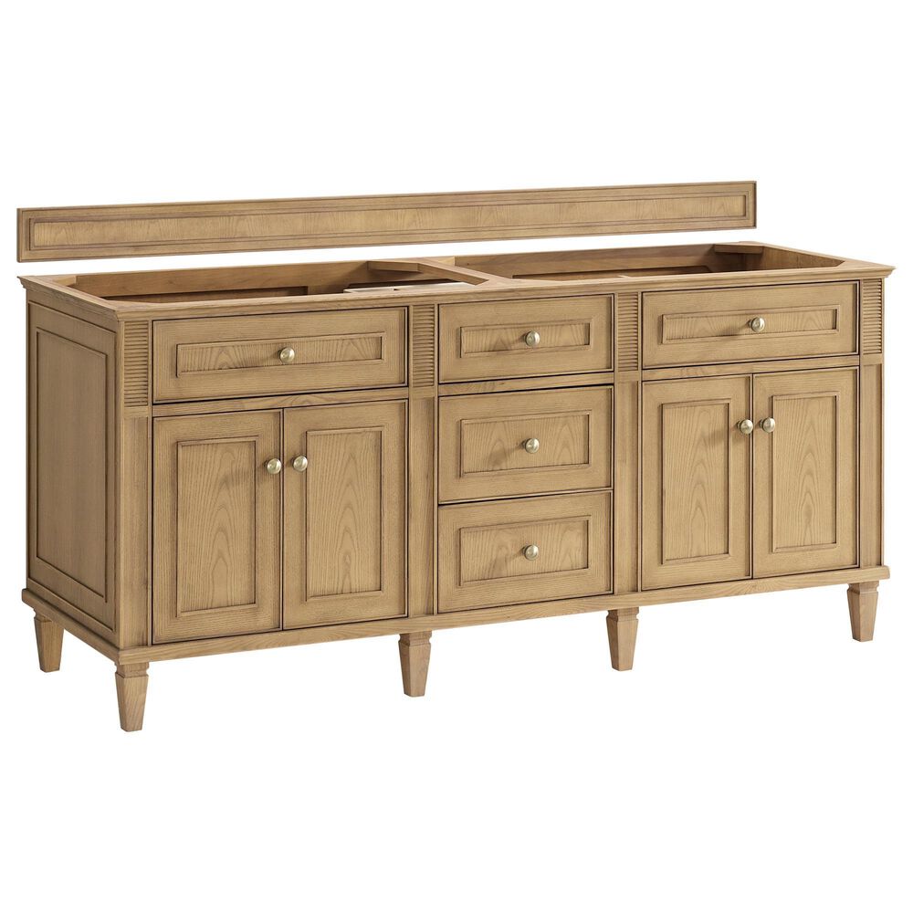 James Martin Vanities Lorelai 72" Double Bathroom Vanity in Light Natural Oak with 3 cm Eternal Jasmine Pearl Silestone Top, Rectangular Sinks and FreePower Wireless Charger, , large