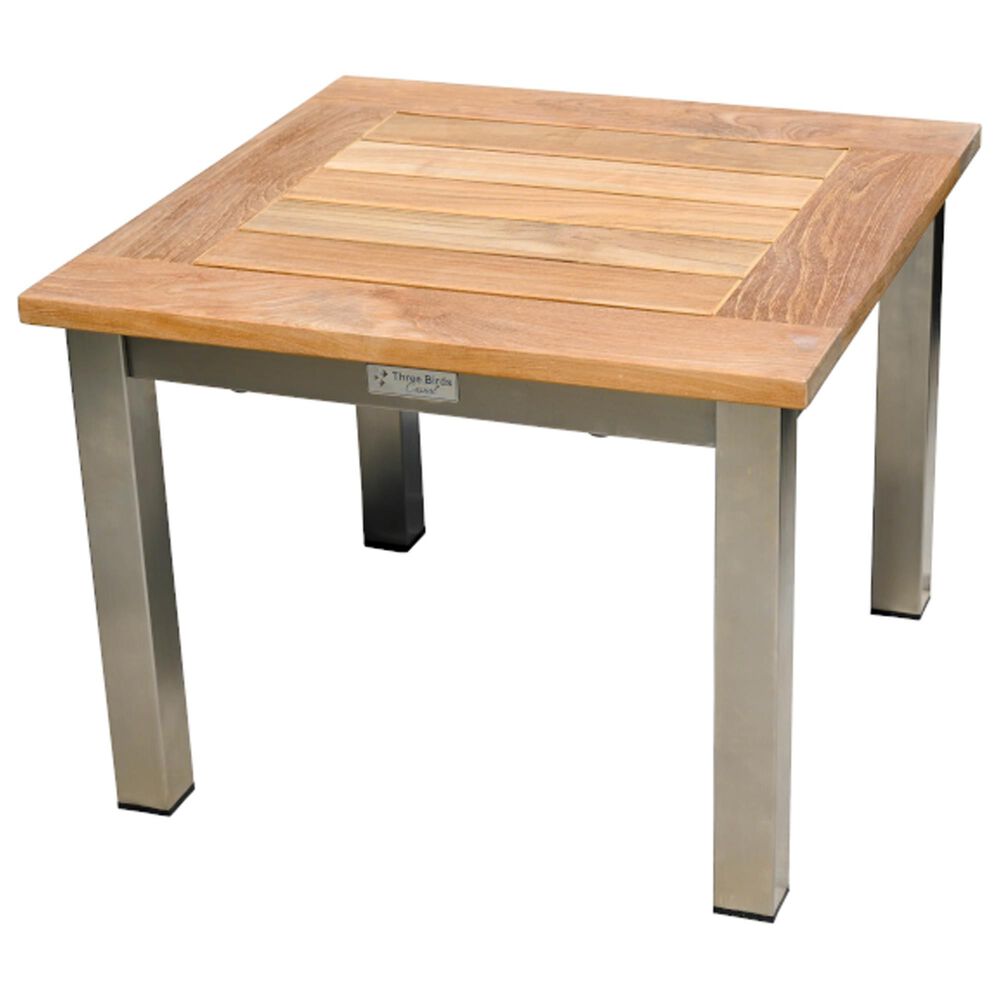 Three Birds Casual Avanti Patio Side Table in Golden Brown and Stainless Steel, , large
