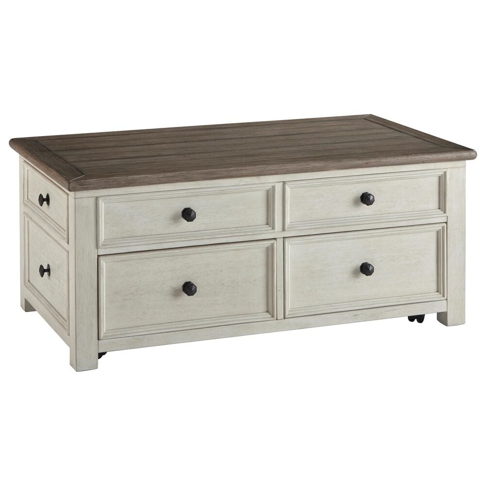 Ashley Bolanburg Lift Top Cocktail Table in Weathered Oak and Antique White, , large