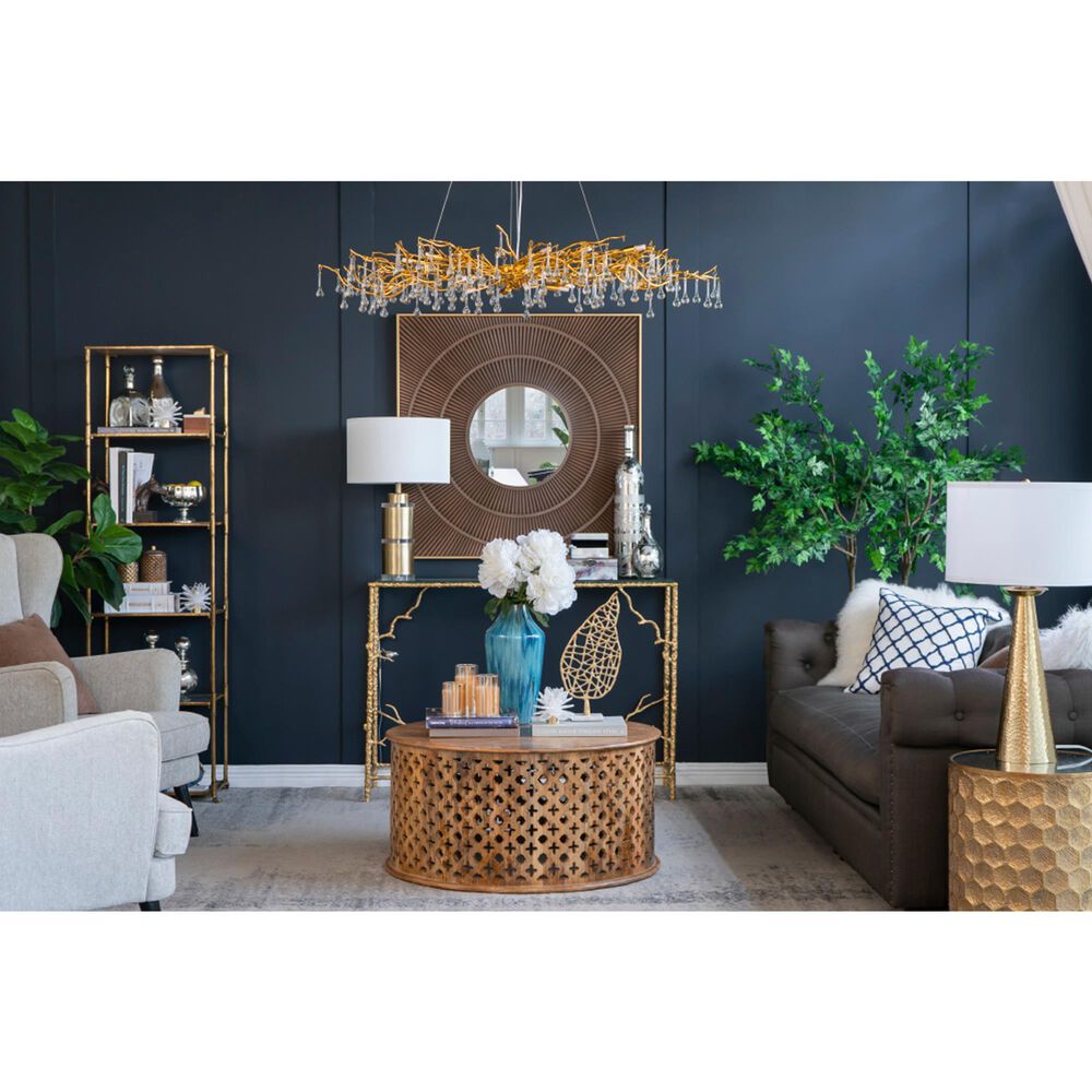 A&amp;B Home Cone Table Lamp with Collapsible Shade in Gold, , large
