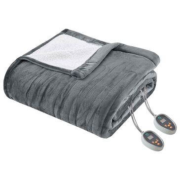 Hampton Park Heated Twin Blanket in Grey, , large