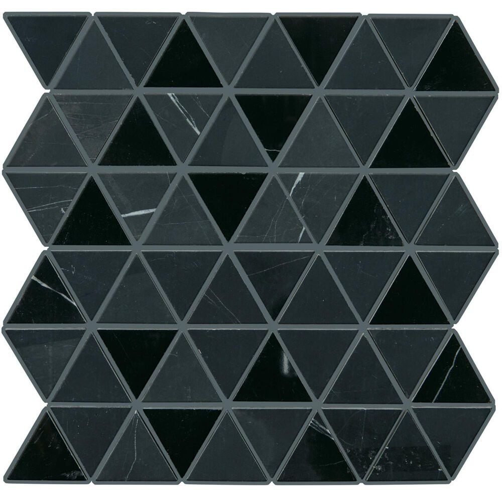 Dal-Tile Pietra Divina Nero Marquina Triangle Mosaic Tile, , large