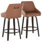 LumiSource Hannah Swivel Counter Stool with Camel Faux Leather Upholstery in Walnut and Black (Set of 2), , large