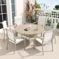 Hearth and Haven 7-Pieces Outdoor Dining Set with Stackable Chairs and Round Table in Sandstone, , large