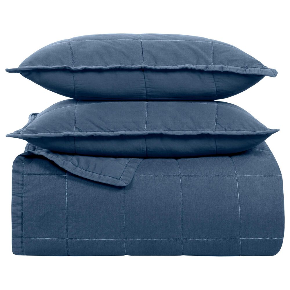 Ann Gish Cotton Canvas 3-Piece King Coverlet Set in Denim, , large